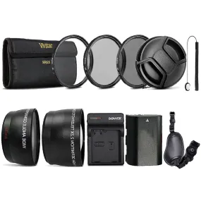 Complete 58mm Lens Accessory Kit with Replacement LP-E6 Battery and Battery Charger for Canon Cameras