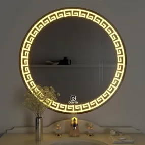 COMTO Round Bathroom Mirror Wall Mounted with Warm White 3000k LED Light, Dimmable Vanity Mirror Home Decor Wash Basin Mirror for Wall (Size 30Inch)