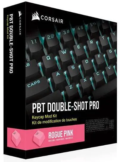 Corsair Keycap PBT Double-Shot PRO Keycap Mod Kit – Double-Shot PBT Keycaps – Standard Bottom Row – Textured Surface - (Rogue Pink)