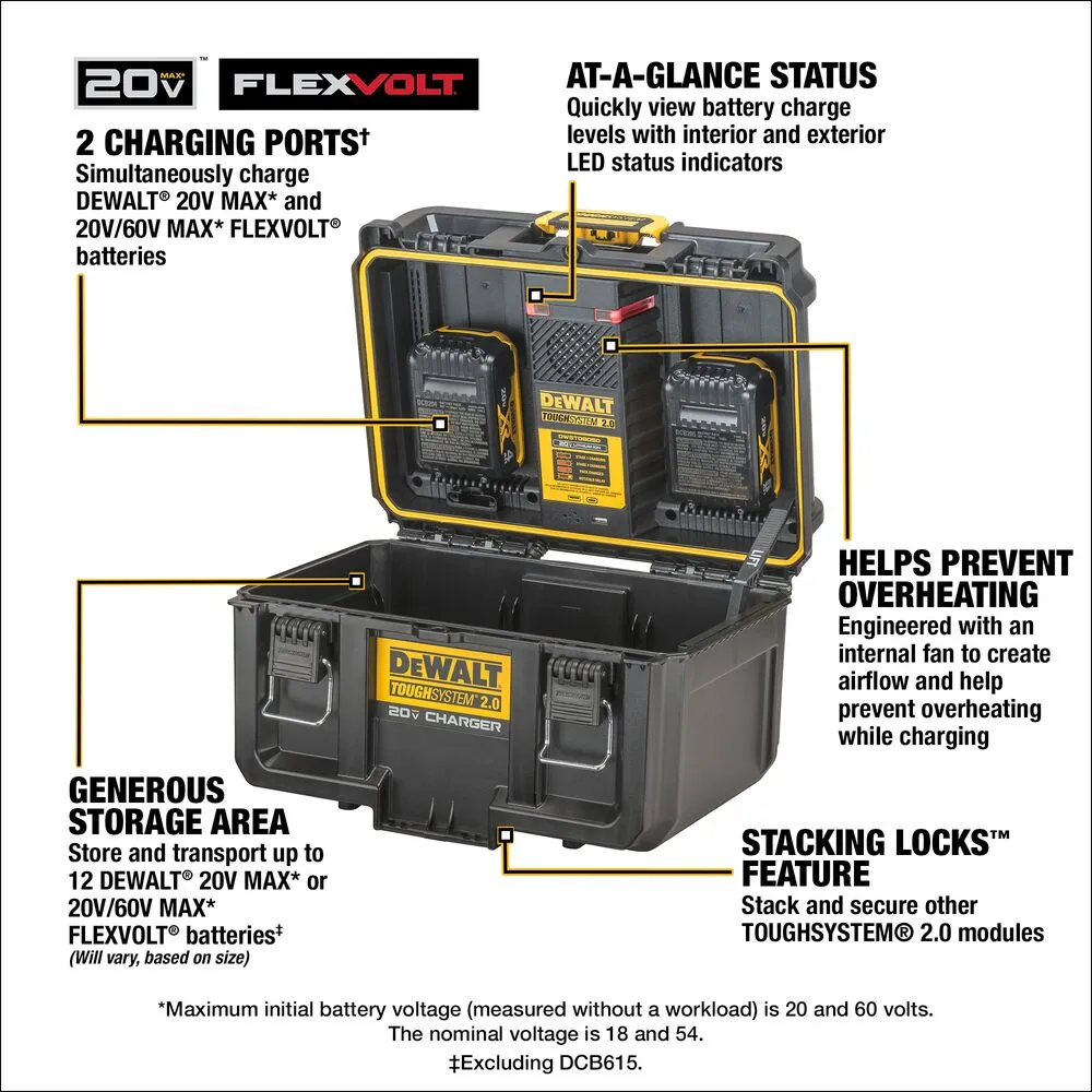 DeWALT DWST08050 TOUGHSYSTEM 2.0 20V Dual Port Charger Box