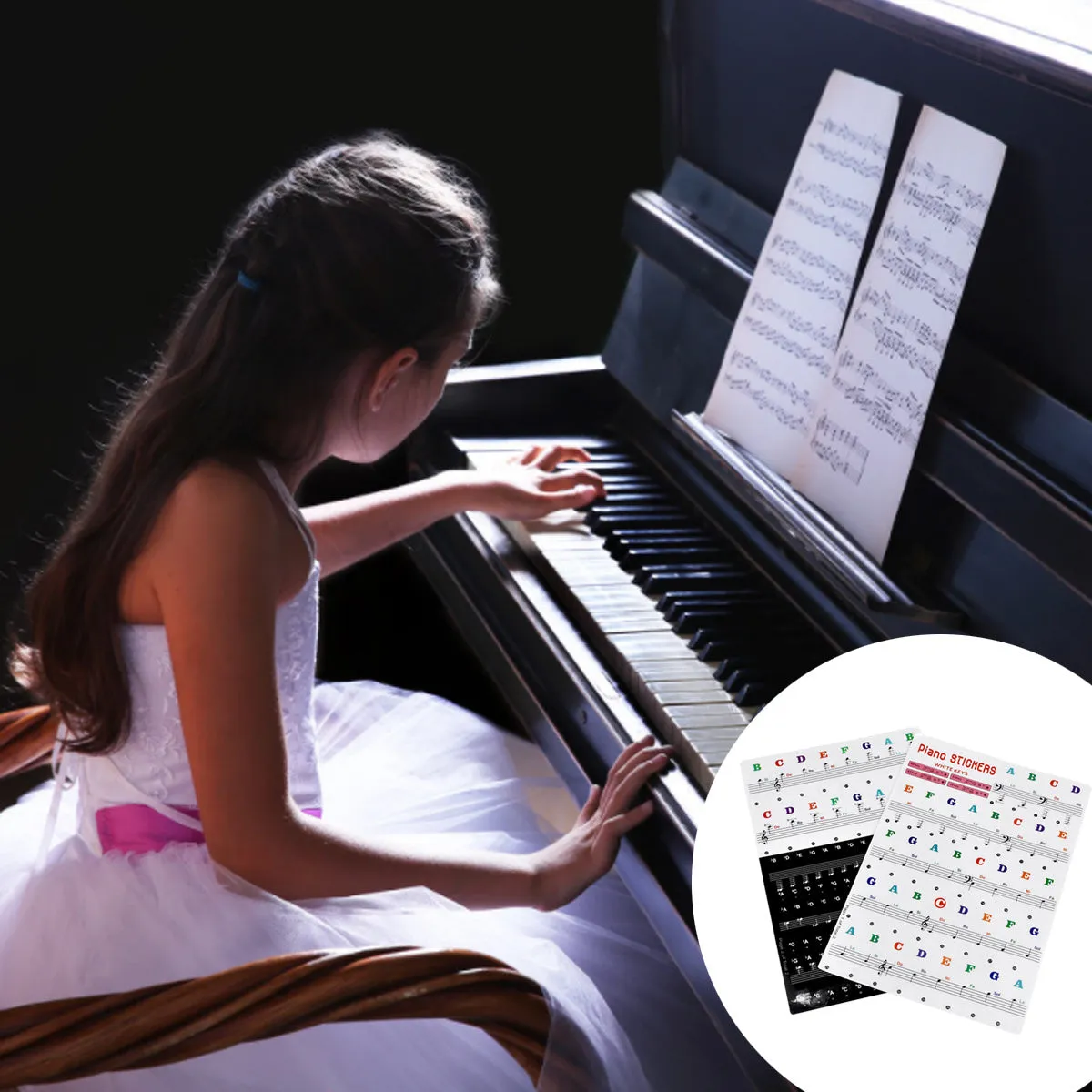 Enhance Piano Skills with Removable Note Stickers for All Keyboards