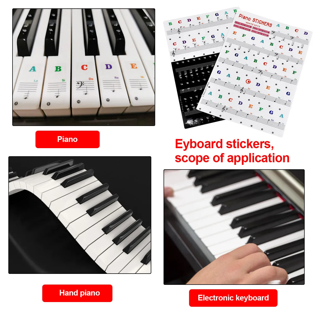 Enhance Piano Skills with Removable Note Stickers for All Keyboards