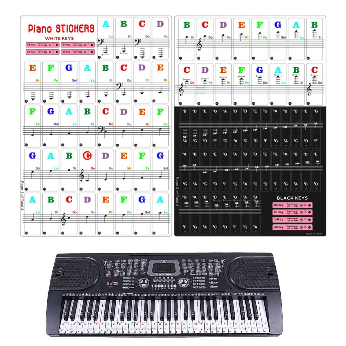 Enhance Piano Skills with Removable Note Stickers for All Keyboards