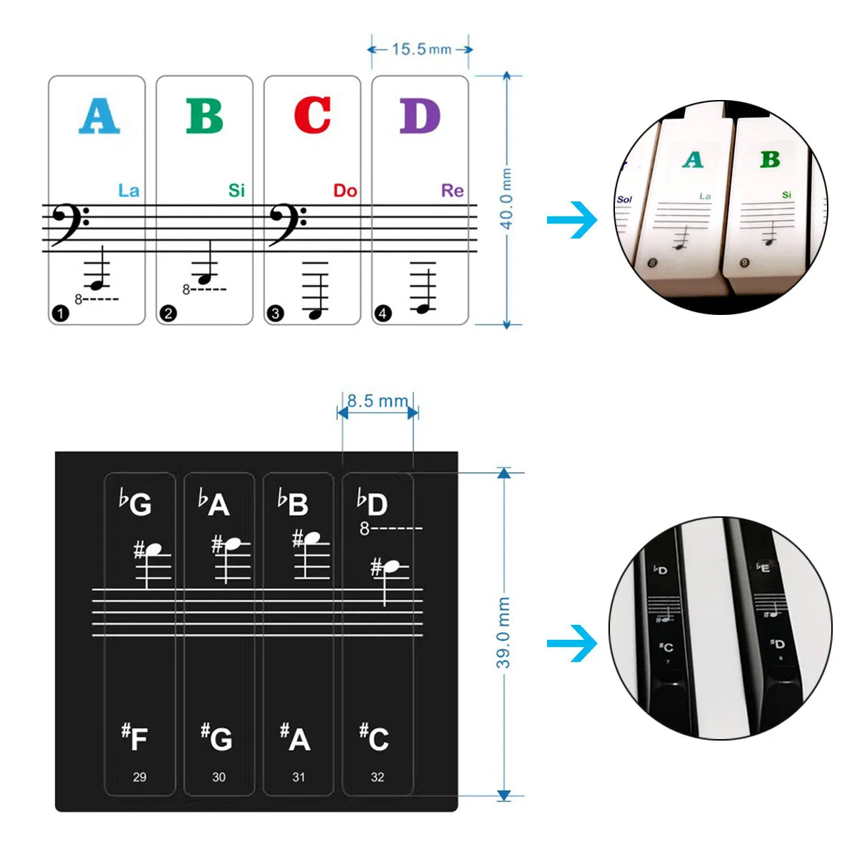 Enhance Piano Skills with Removable Note Stickers for All Keyboards