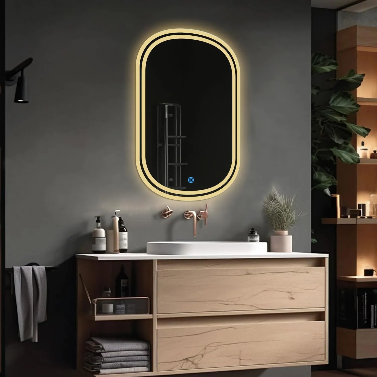 FLAIR GLASS 24x36 Inch Duo Edge Oval LED Mirror with Warm Light | Stylish Wall-Mounted Vanity Mirror for Bathroom, Bedroom, and Living Room | Energy-Efficient, Modern Design for Home Décor