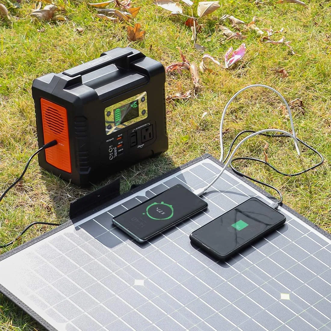 Flashfish 50W 18V Portable Solar Panel with 5V USB 18V DC Output