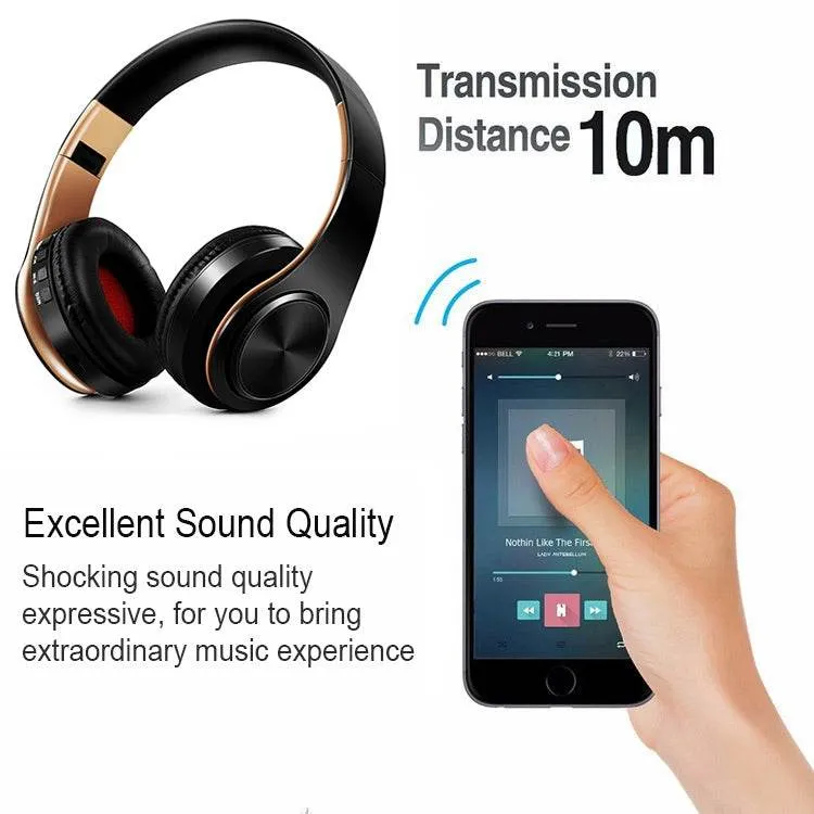 Foldable Wireless Bluetooth Headphones with Superior Stereo Sound and Microphone Support