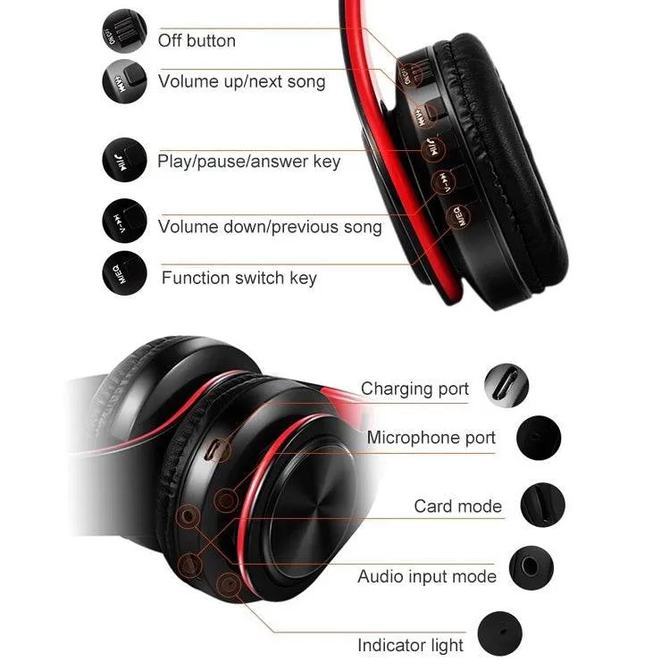 Foldable Wireless Bluetooth Headphones with Superior Stereo Sound and Microphone Support