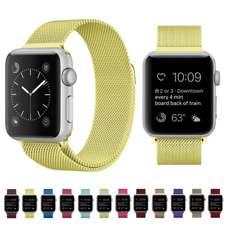 For Apple Watch Series 9&8&7 41mm / 6 & SE & 5 & 4 40mm / 3 & 2 & 1 38mm Milanese Loop Magnetic Stainless Steel Watch Band(Bright Purple)