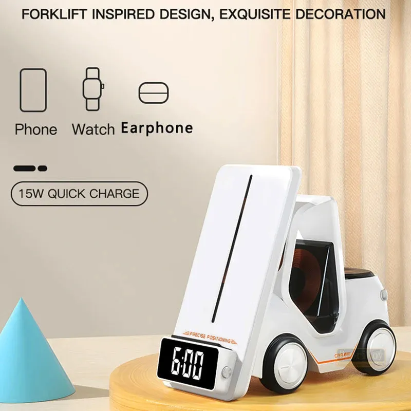 Forklift-Inspired Multi Alarm Clock & Wireless Charger