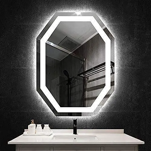 Glass 3D Glam Glass LED Bathroom Mirror with White Light-Wall Mounted Backlit for Bathroom | Drawing Room