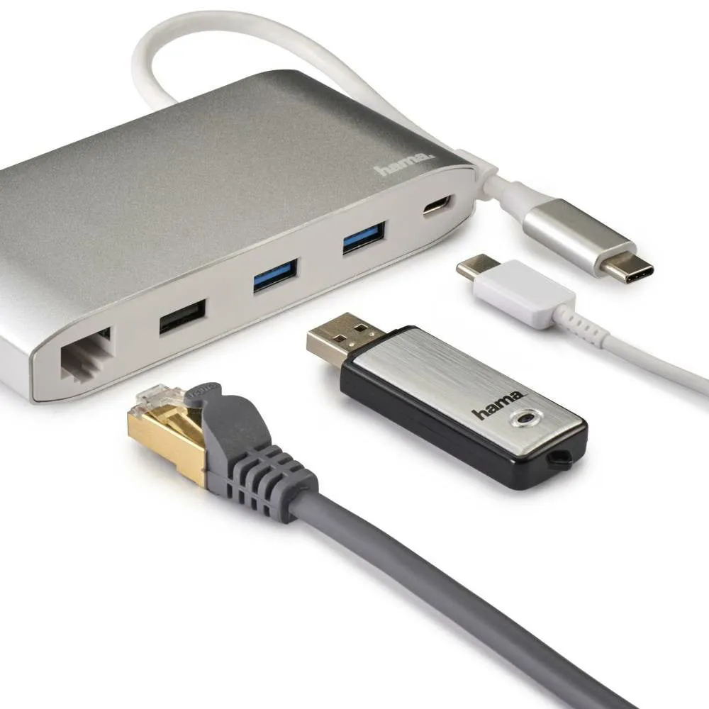 Hama USB-C Multiport Hub - Silver & White | 451507