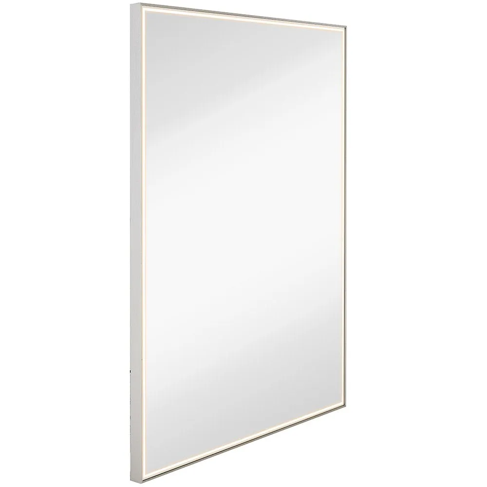 Hamilton Hills Brushed Metal Mirror with Lights | Lighted Backlit LED Wall Mirror