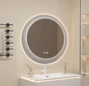 Hindware Italian Collection Round LED Mirror | 780mm Frame Outer Diameter with 640mm Mirror Diameter | Touch Display | Defoger Feature Enabled | Color Changing Backlit LED Metal Frame