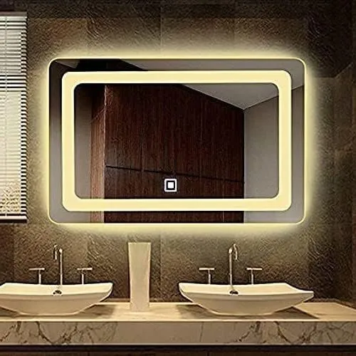 Horizontal LED Bathroom Mirror with 3 Lighting Options (Warm, White, Natural White) - Stylish Illumination for Your Wash Basin(18 X24 INCH)