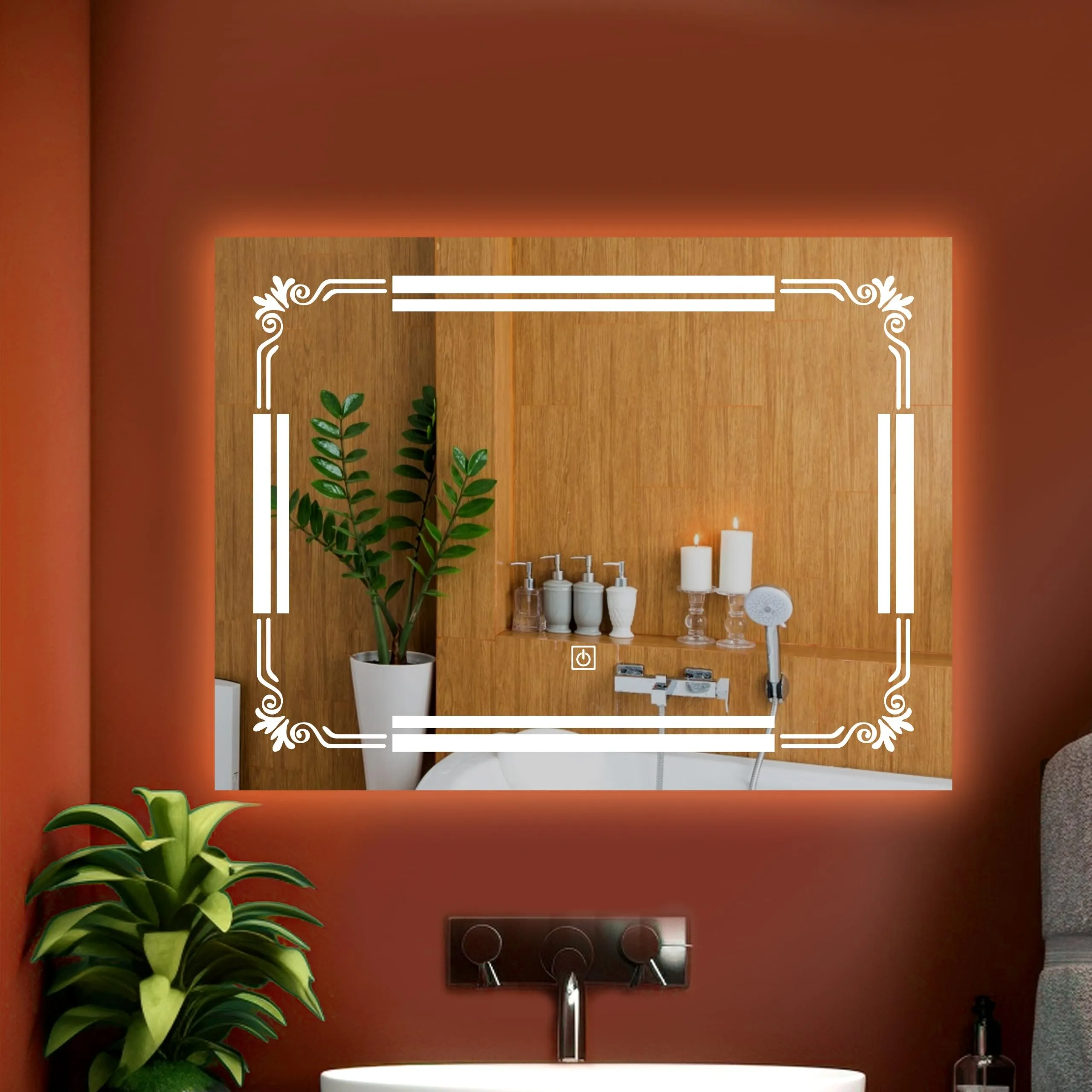 Horizontal LEDBathroom Mirror with 3 Lighting Options (Warm, White, Natural White) - Stylish Illumination for Your Wash Basin 18 X24 INCH