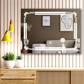 Horizontal Wall Mounting Mirror with Light |Bathroom Mirror,Venity Mirror,Smart Mirror Size 24X18 inch| LED Mirror 3 Tone (Cool White, Natural White, Warm White).