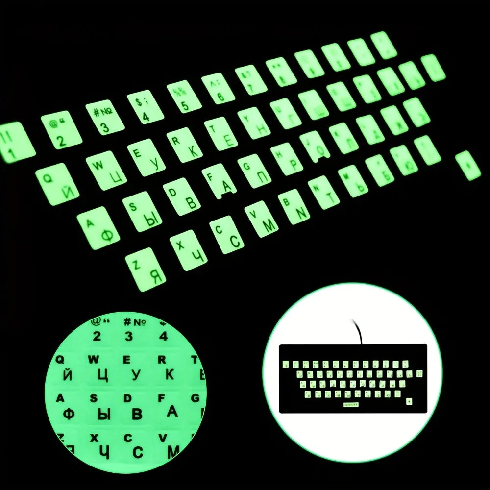 Illuminate Your Keyboard with Luminous Protective Film Stickers in Russian/Arabic Language Layout