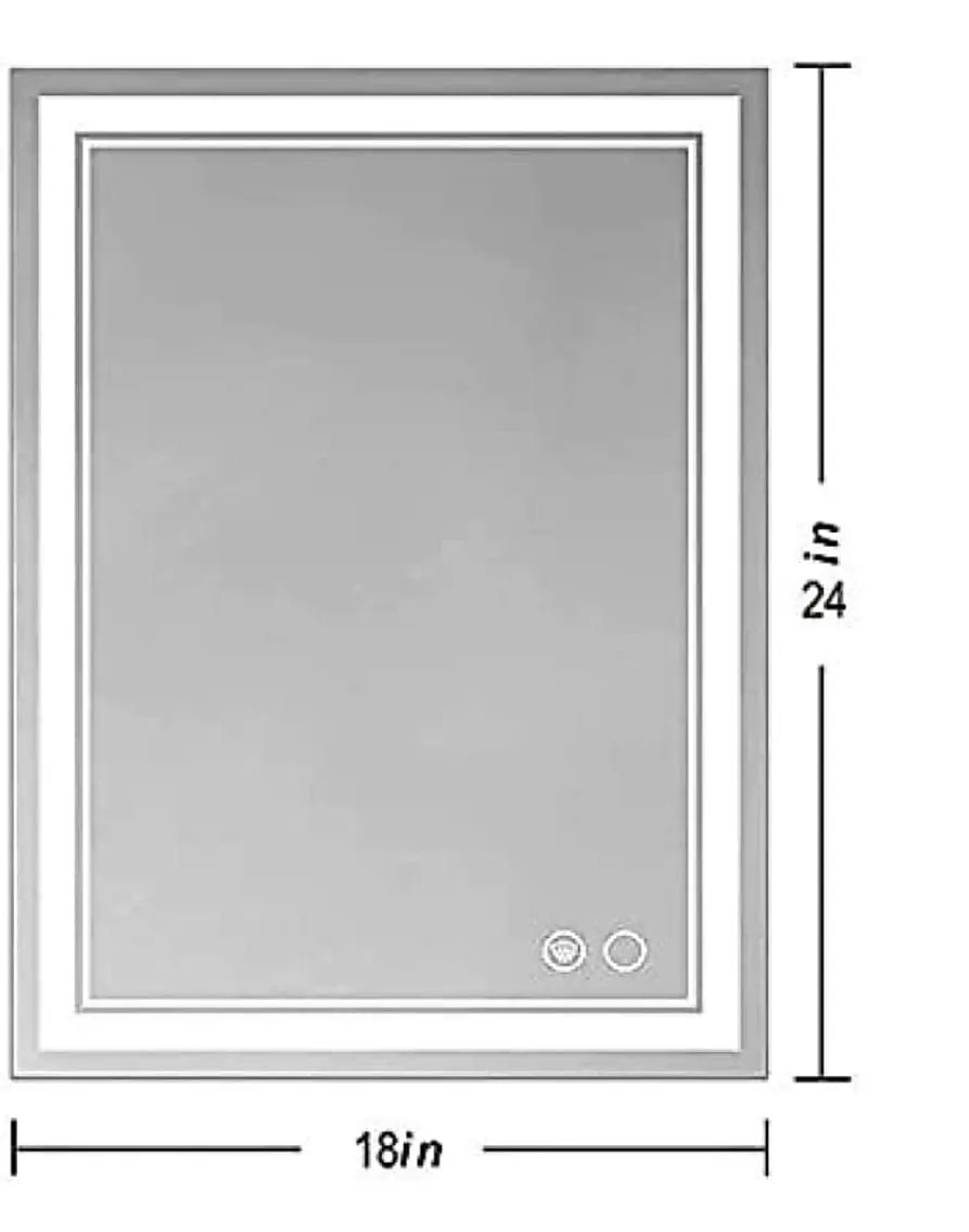 Joziba Glass Led Bathroom Mirror Wall Mounted Backlit (18 X 24 Inch_01, White Light   Warm Light) - Rectangular