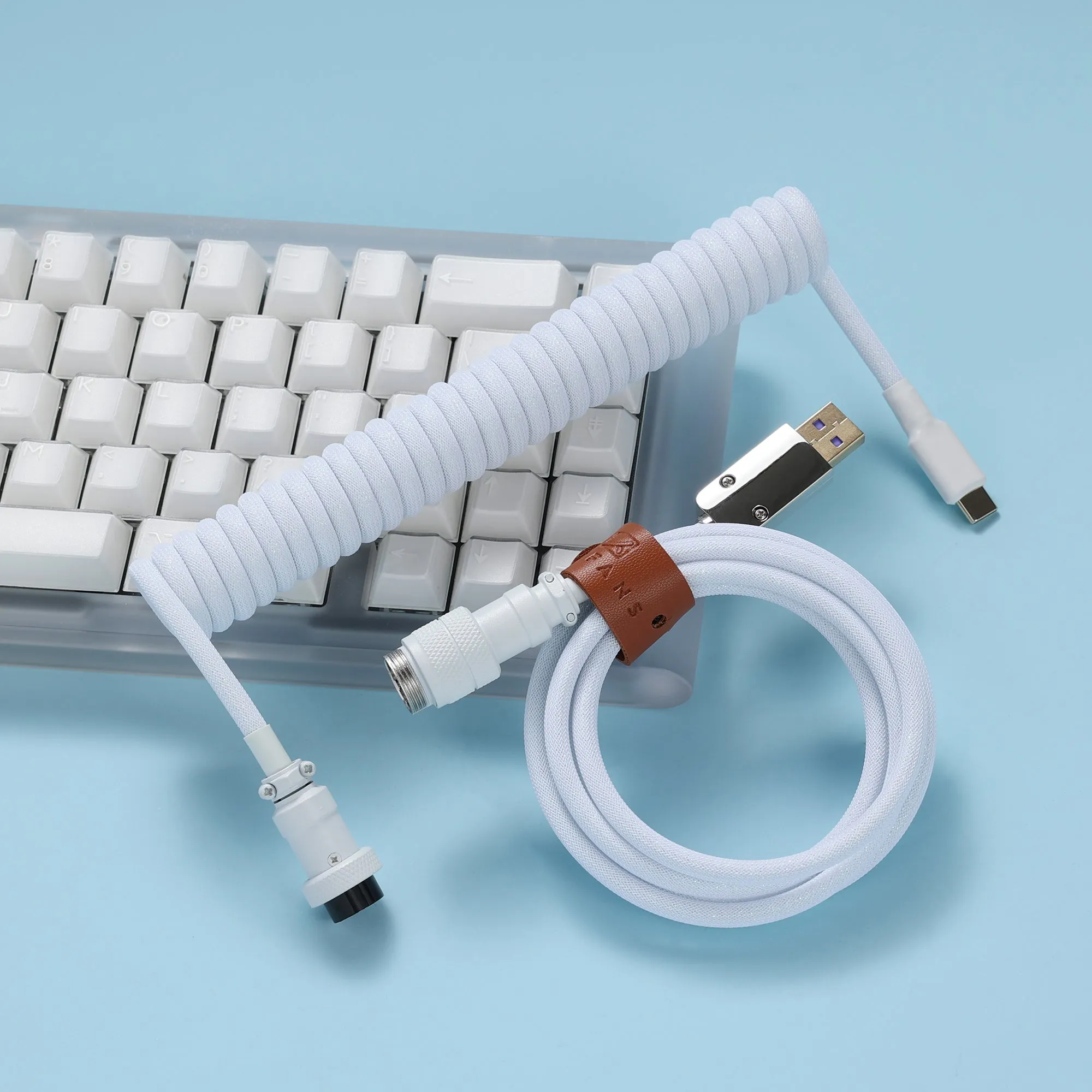 KBDfans Flash White Handmade Custom Mechanical Keyboard USB-C Cable