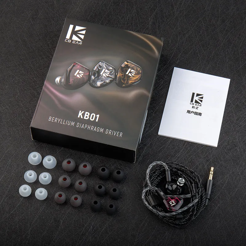 【KBEAR KB01】 Headphones 10MM Beryllium Diaphragm Dynamic Drivers Earphone Noise Cancelling Earbuds Sport In-ear Headset Monitor