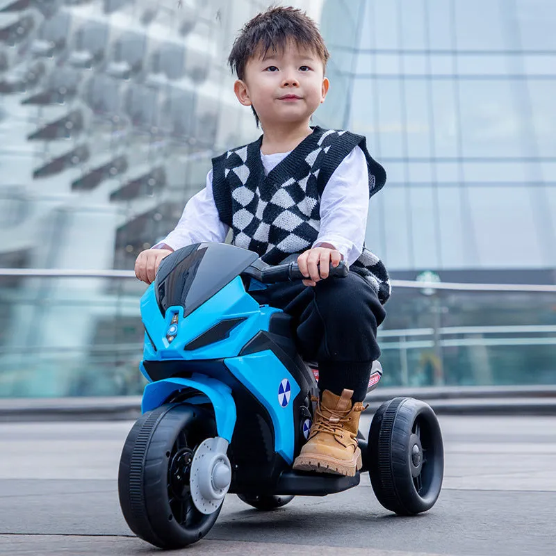 Kids Ride On Motorbike electric three-wheeled motorcycle bike for boys, rechargeable, with music, lights. Gift for boys