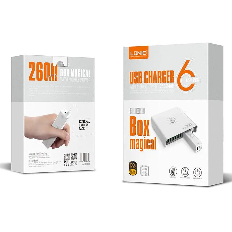 LDINO 6 USB Ports Fast Charger With PowerBank