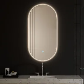 LED Oval Bathroom Mirror with Lights Color Temperature Adjustable CCT Dimmable