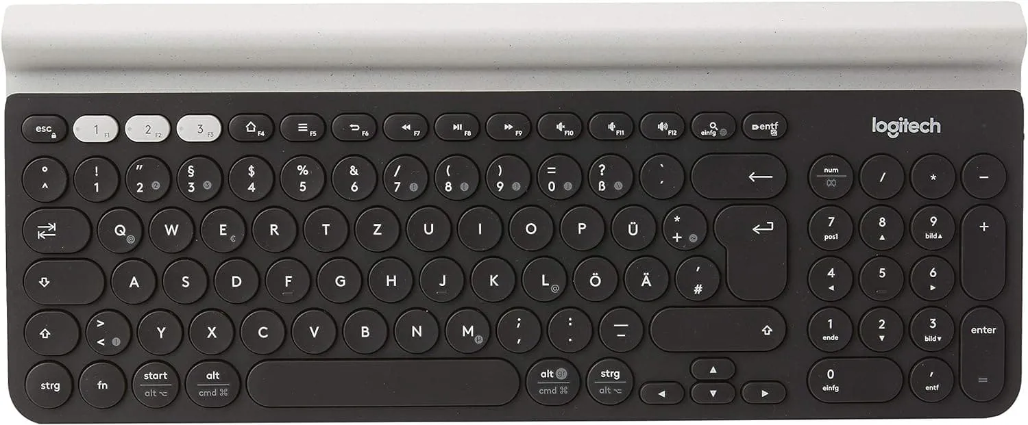 Logitech K780 Multi-Device Wireless Keyboard, QWERTY German Layout - Dark Grey/White