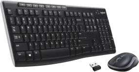 Logitech MK270 Wireless Keyboard and Mouse Desktop Kit, USB, Spill Resistant, 2.4 GHz Wireless, 8 Multimedia and Shortcut Keys