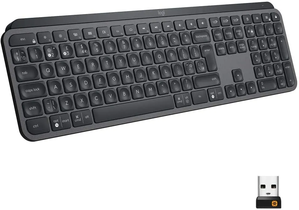 Logitech MX Keys Advanced Wireless Illuminated Backlit Keyboard USB-C Rechargeable for Windows, Linux, and Mobile Devices (Graphite)