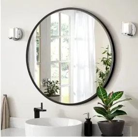 LUPPRA Black Round Wall Mirror, Bathroom Metal Frame Hanging Circle Mirror for Bedroom Living Room Vanity Washroom Entryway (24X24 INCH) BRR1