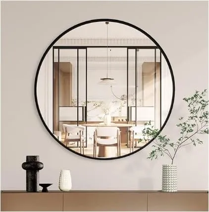 LUPPRA Black Round Wall Mirror, Bathroom Metal Frame Hanging Circle Mirror for Bedroom Living Room Vanity Washroom Entryway (24X24 INCH) BRR2