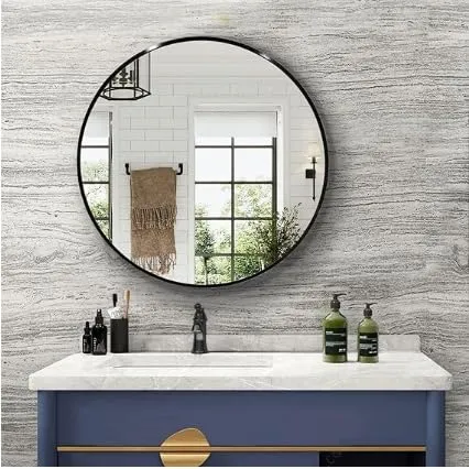 LUPPRA Black Round Wall Mirror, Bathroom Metal Frame Hanging Circle Mirror for Bedroom Living Room Vanity Washroom Entryway (24X24 INCH).