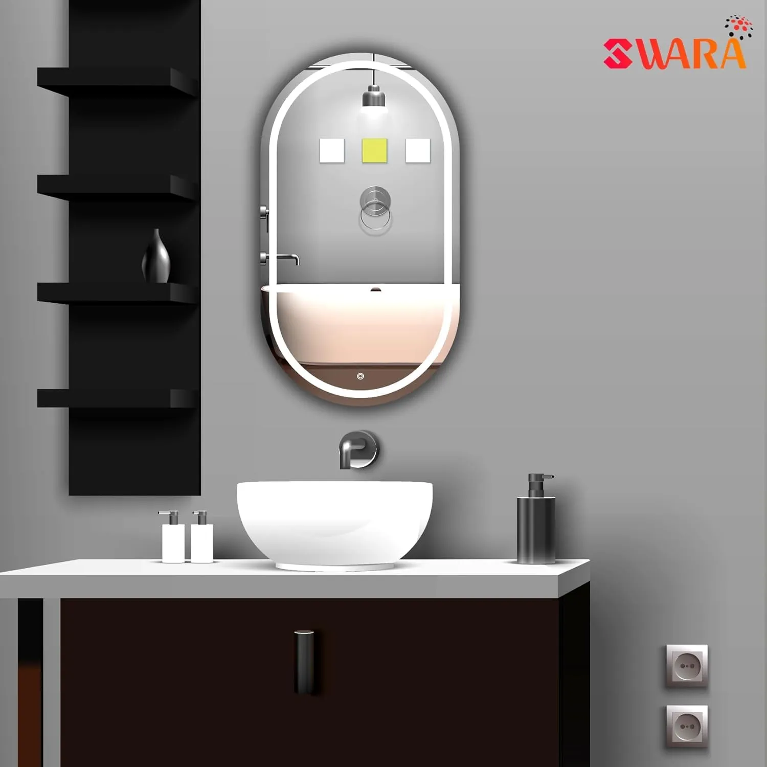 LUPPRA Capsul Wall Mounting Mirror with Light |Bathroom Mirror,Venity Mirror,Smart Mirror Size 17.5X23.5 inch| LED Mirror 3 Tone (Cool White, Natural White, Warm White).