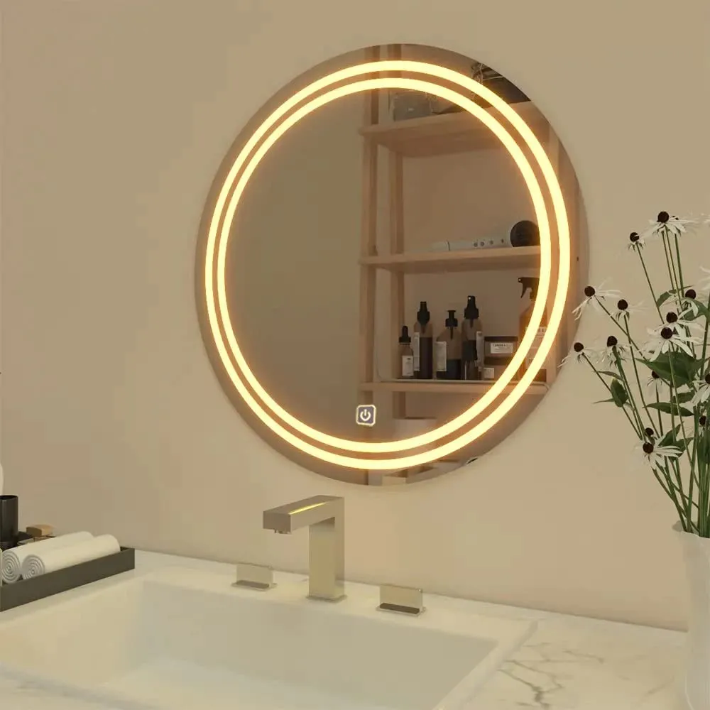 MALLIK DESIGN LED Mirror Glass Bathroom Wall - Full Length Decorative Home Decor Mirror for Bedroom, Living Room, Dressing Room, Hall, Kitchen, Wash Basin, Round Shape