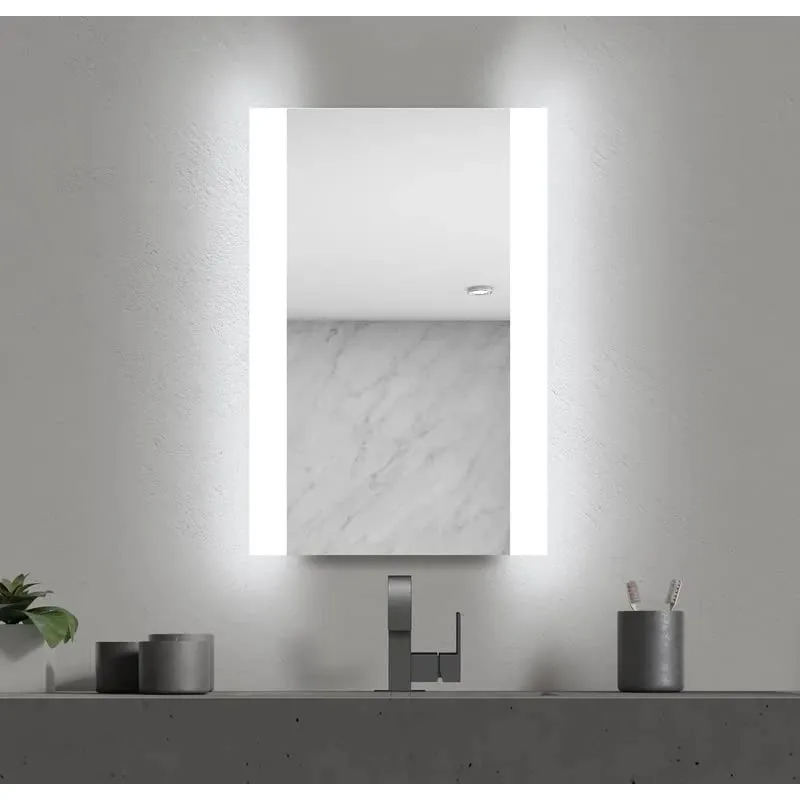 MALLIK DESIGN Sideline Outer Rectangle Led Bathroom Mirror Wall Mounted (3 Lights Integrated) | 24x18 Inches, Round, Framed