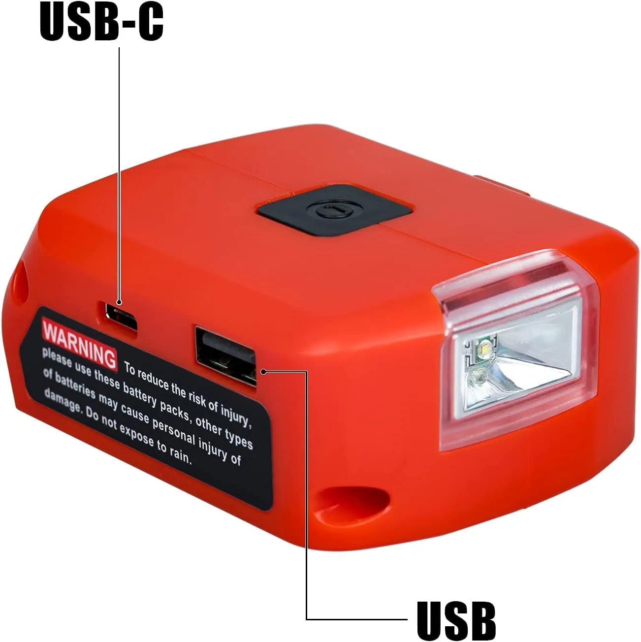 Mellif USB Charger Adapter w/ LED Light Compatible with Milwaukee 18v Battery