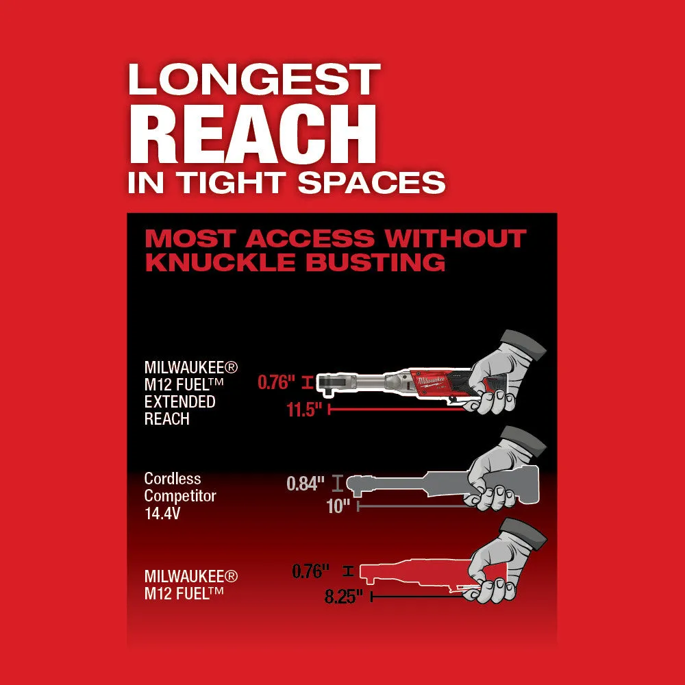 Milwaukee 2560-80 M12 FUEL 3/8" Cordless Extended Reach Ratchet - Bare Tool