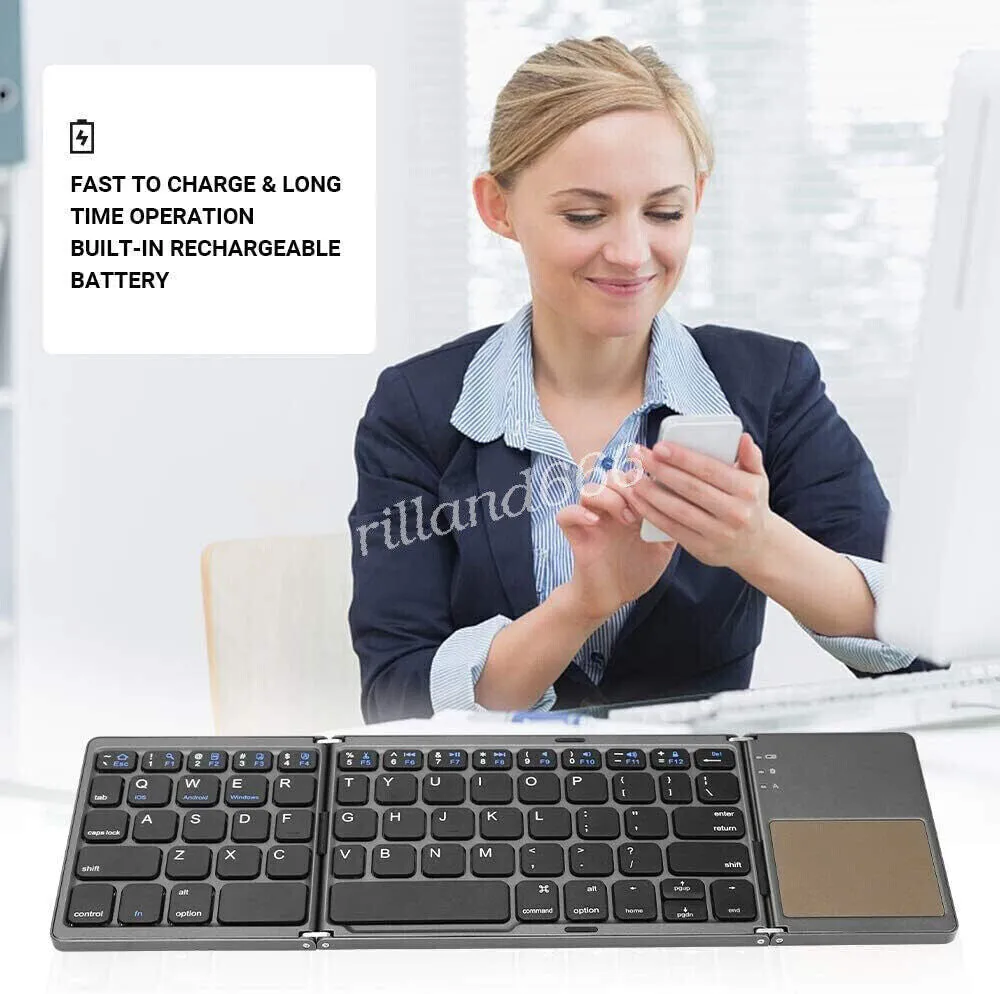 Mini Folding Wireless Bluetooth Keyboard with Touchpad for Laptop Tablet Phone