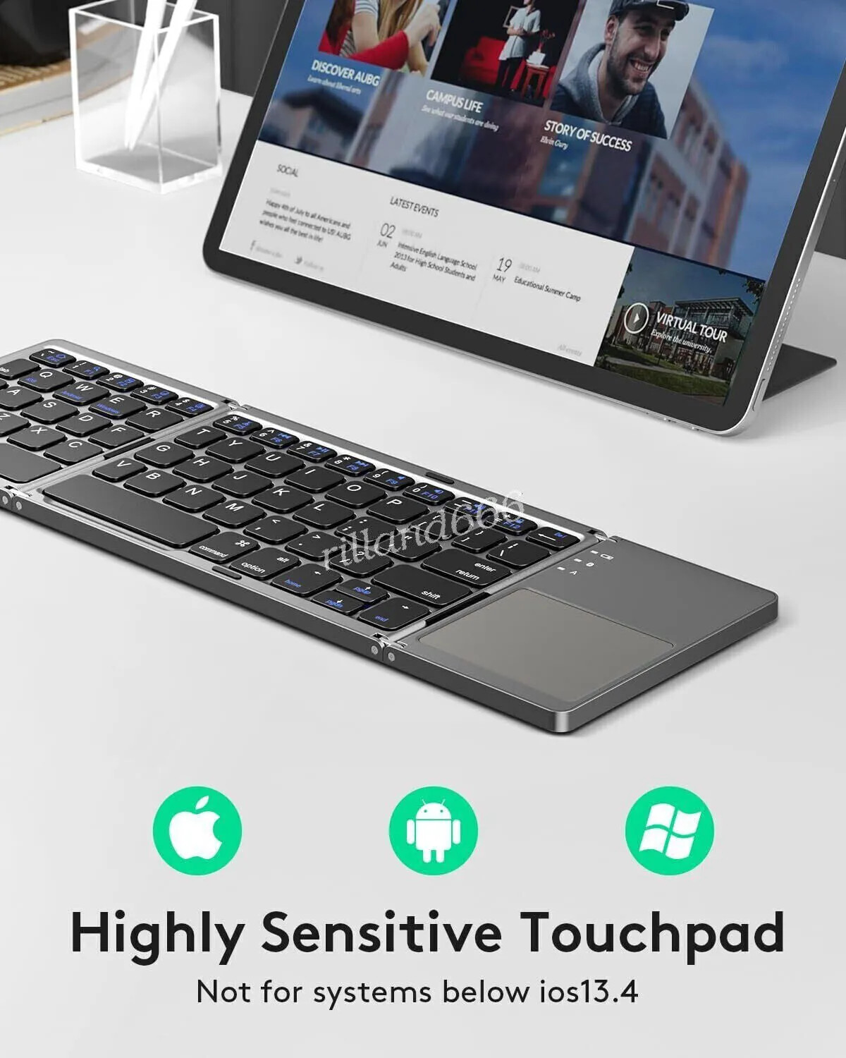 Mini Folding Wireless Bluetooth Keyboard with Touchpad for Laptop Tablet Phone