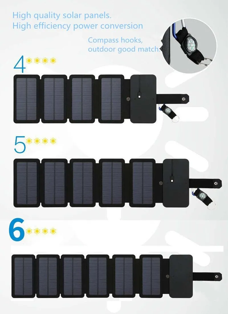 Multifunctional Portable Solar Charger 5V 2.1A USB Power Bank