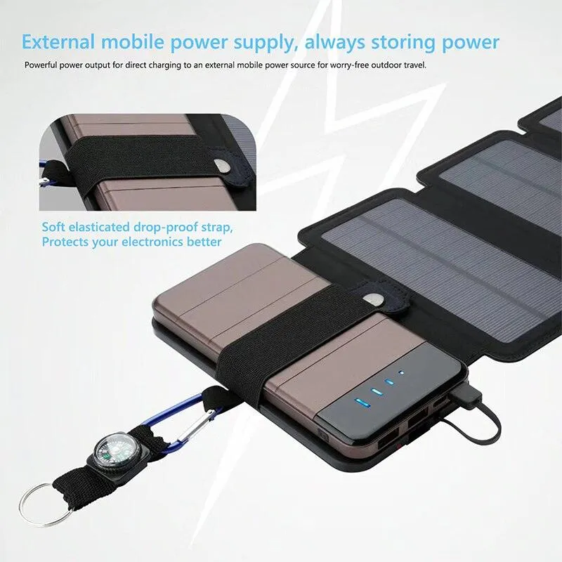 Multifunctional Portable Solar Charger 5V 2.1A USB Power Bank