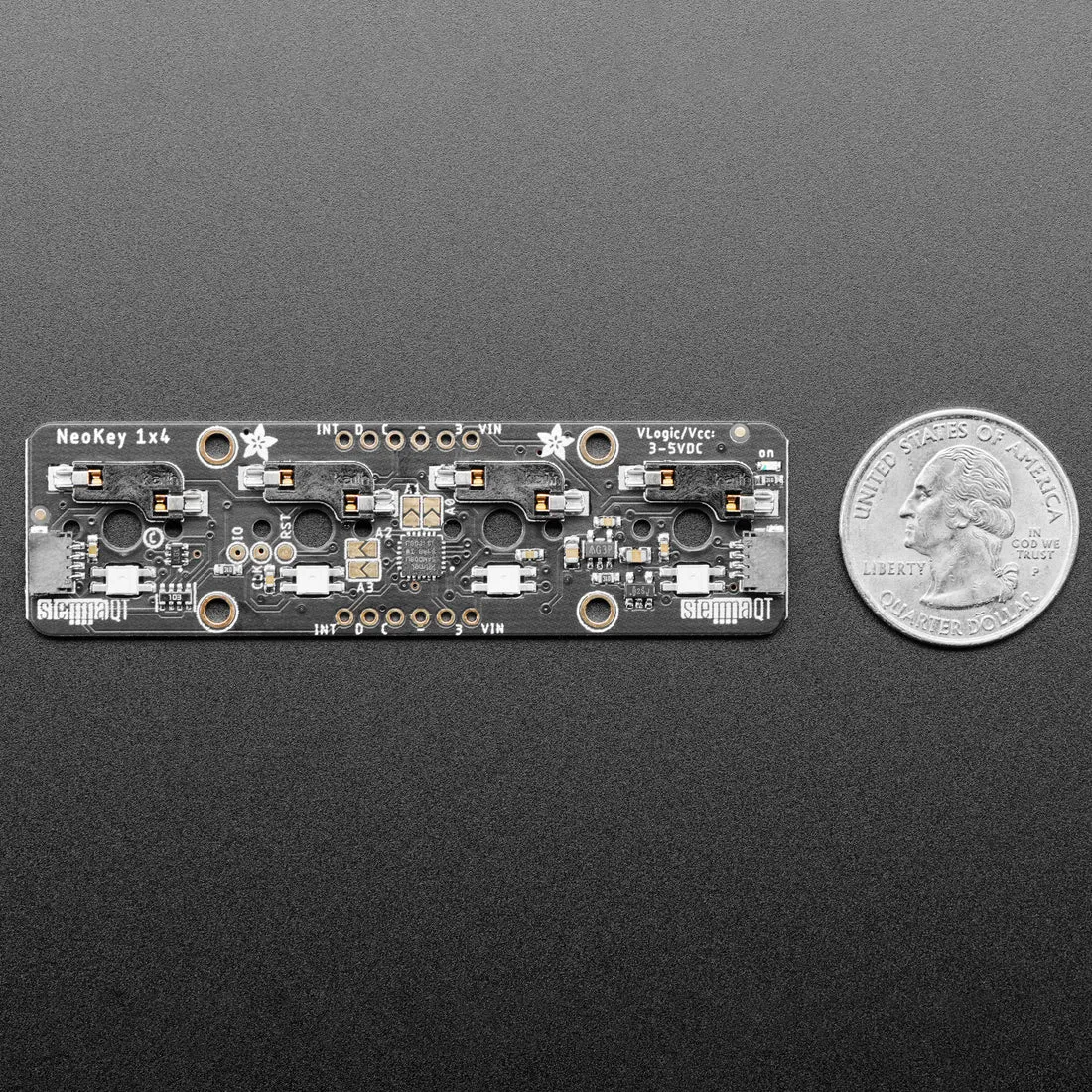 NeoKey 1x4 QT I2C - Four Mechanical Key Breakout with NeoPixels