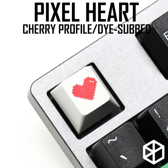 Novelty cherry profile pbt keycap for mechanical keyboards Dye Sub legends pixel heart red light grey