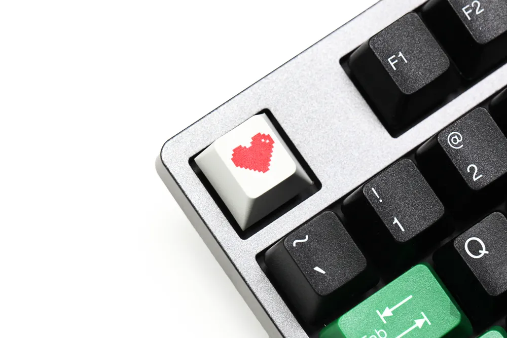 Novelty cherry profile pbt keycap for mechanical keyboards Dye Sub legends pixel heart red light grey