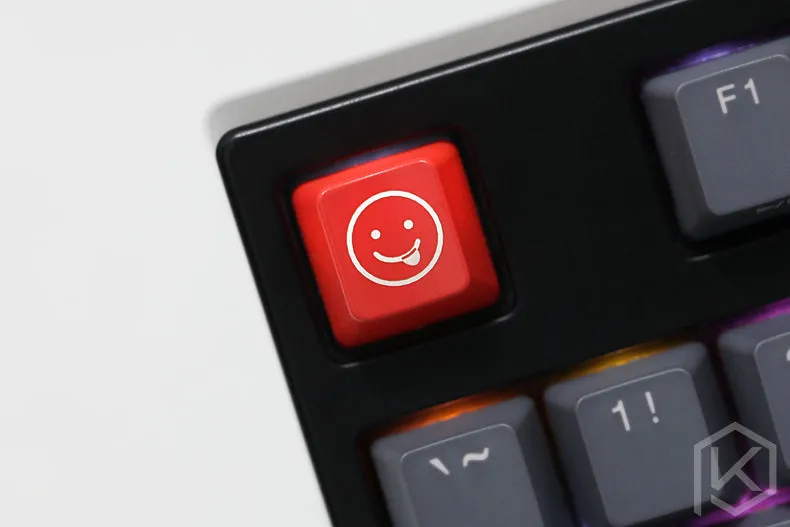 Novelty moji Shine Through Keycaps ABS Etched, Shine-Through mood expression black red for custom mechanical keyboards