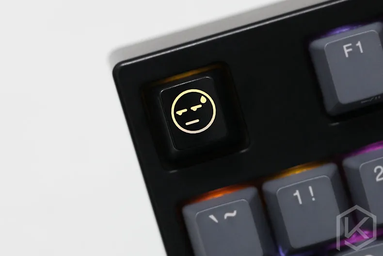 Novelty moji Shine Through Keycaps ABS Etched, Shine-Through mood expression black red for custom mechanical keyboards