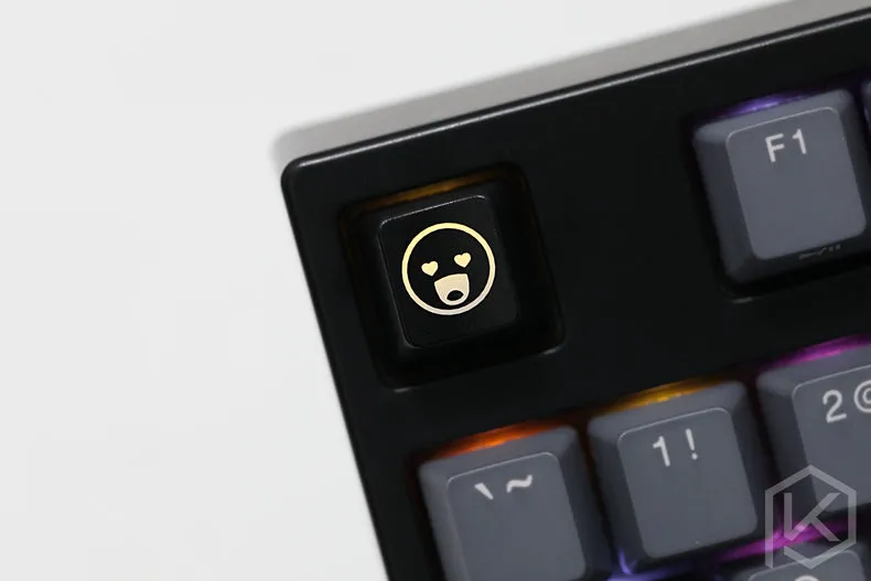 Novelty moji Shine Through Keycaps ABS Etched, Shine-Through mood expression black red for custom mechanical keyboards