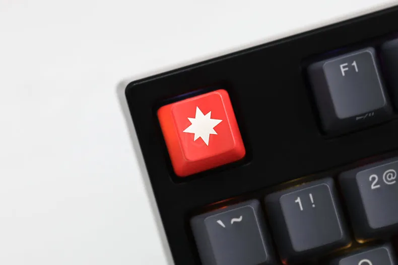 Novelty Shine Through Keycaps ABS Etched, Shine-Through Captain Marvel black red custom mechanical keyboard enter spacebar esc